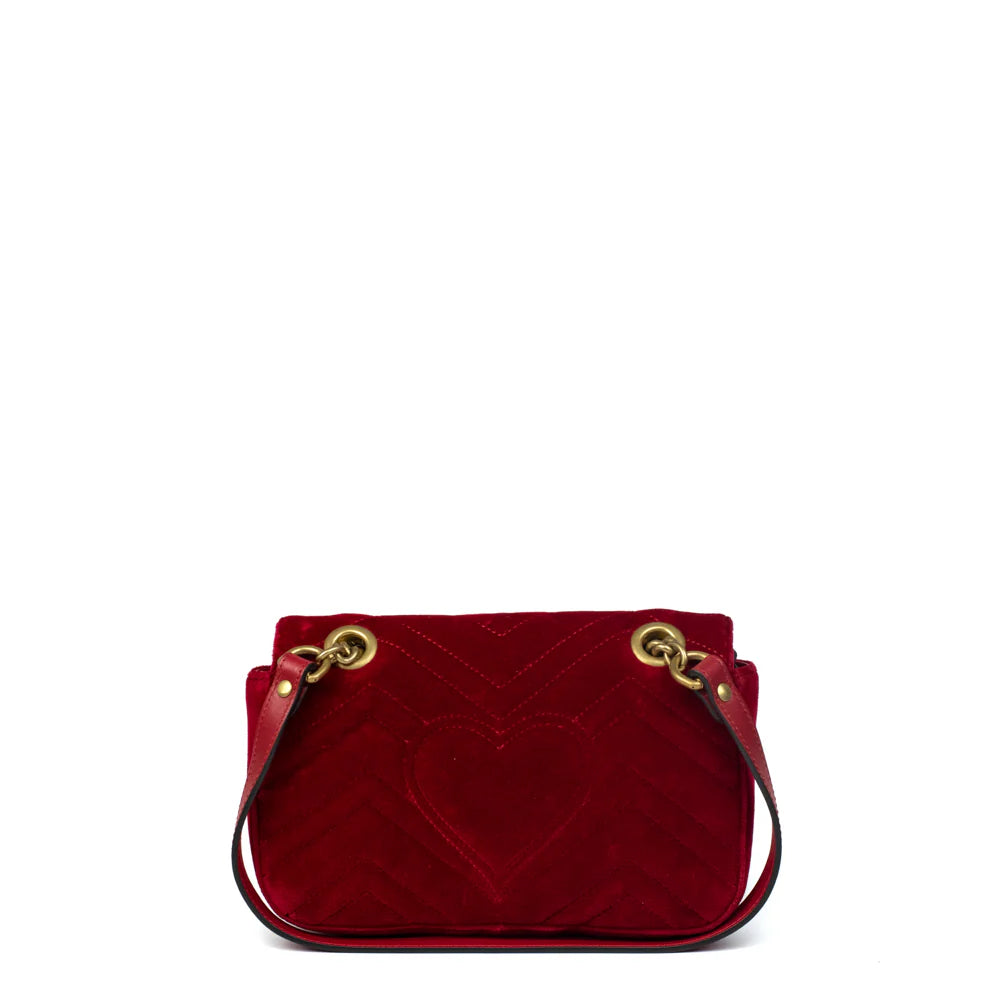 Borsa GG Marmont Mini in velluto rosso